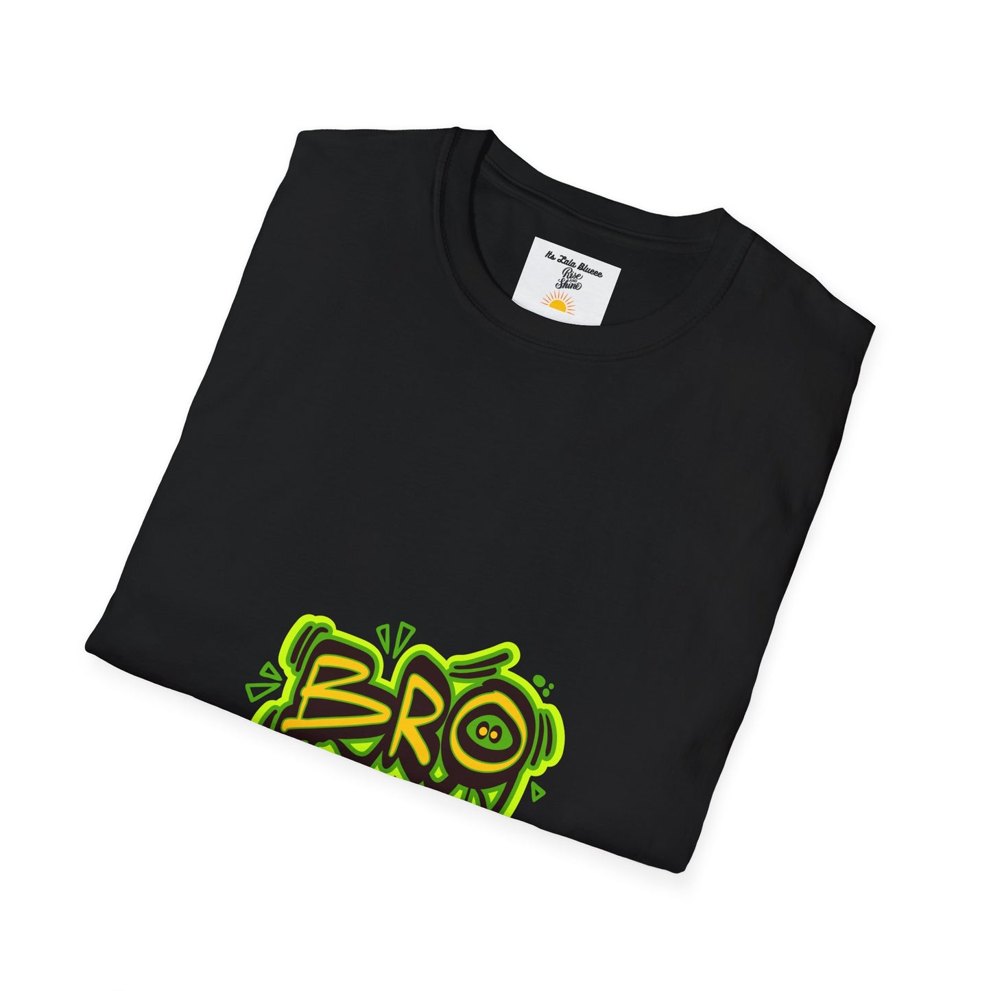 Bro Graffiti T-Shirt — Urban Streetwear Tee with Neon Green Spray Graphic