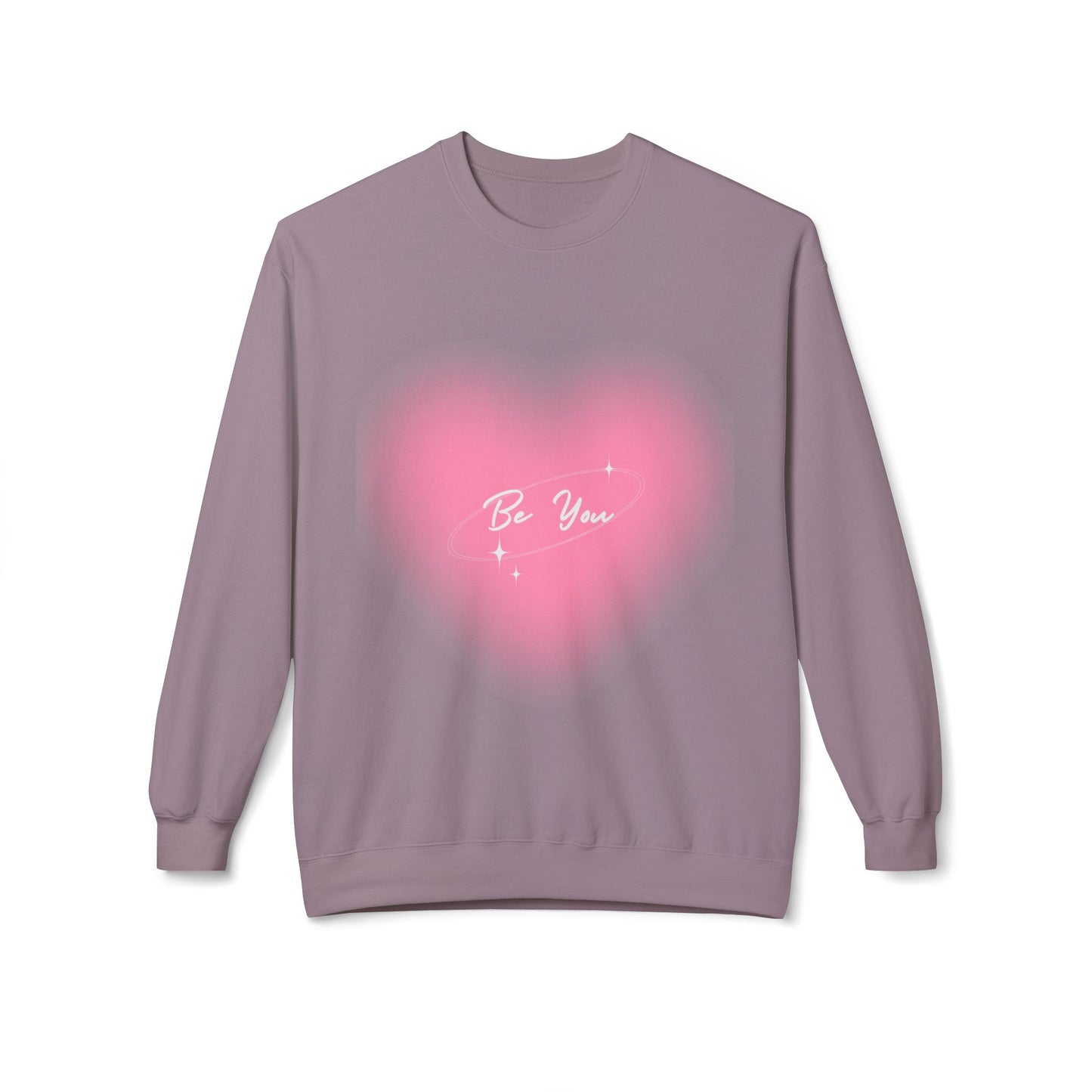 Be You Heart Crewneck Sweatshirt — Pink Heart Graphic