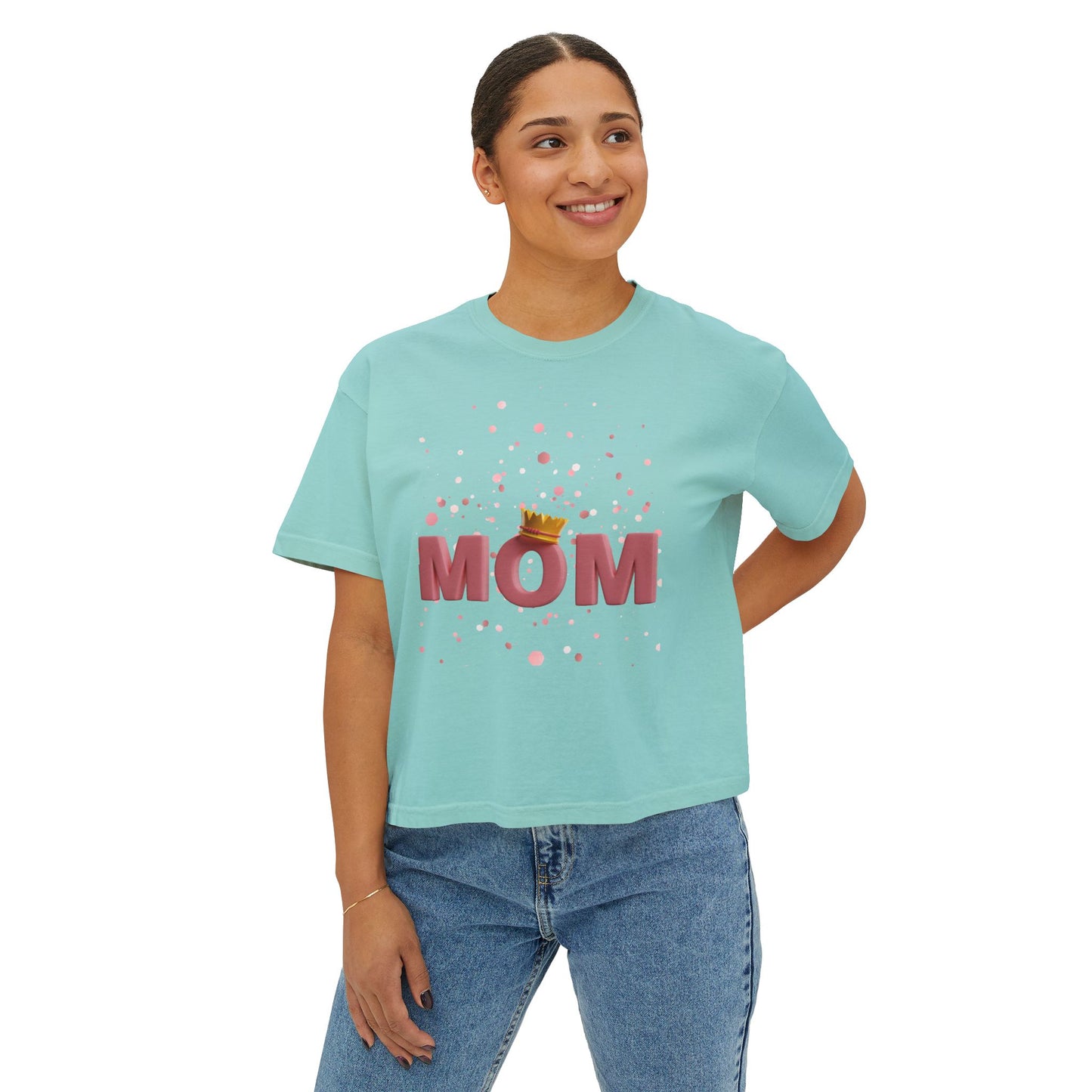 Mom Crown Boxy Tee - Stylish Women's T-Shirt for Mother's Day