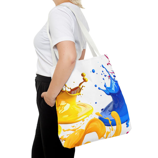 Color Splash Tote Bag – Vibrant Blue & Yellow Paint Splash All-Over Print