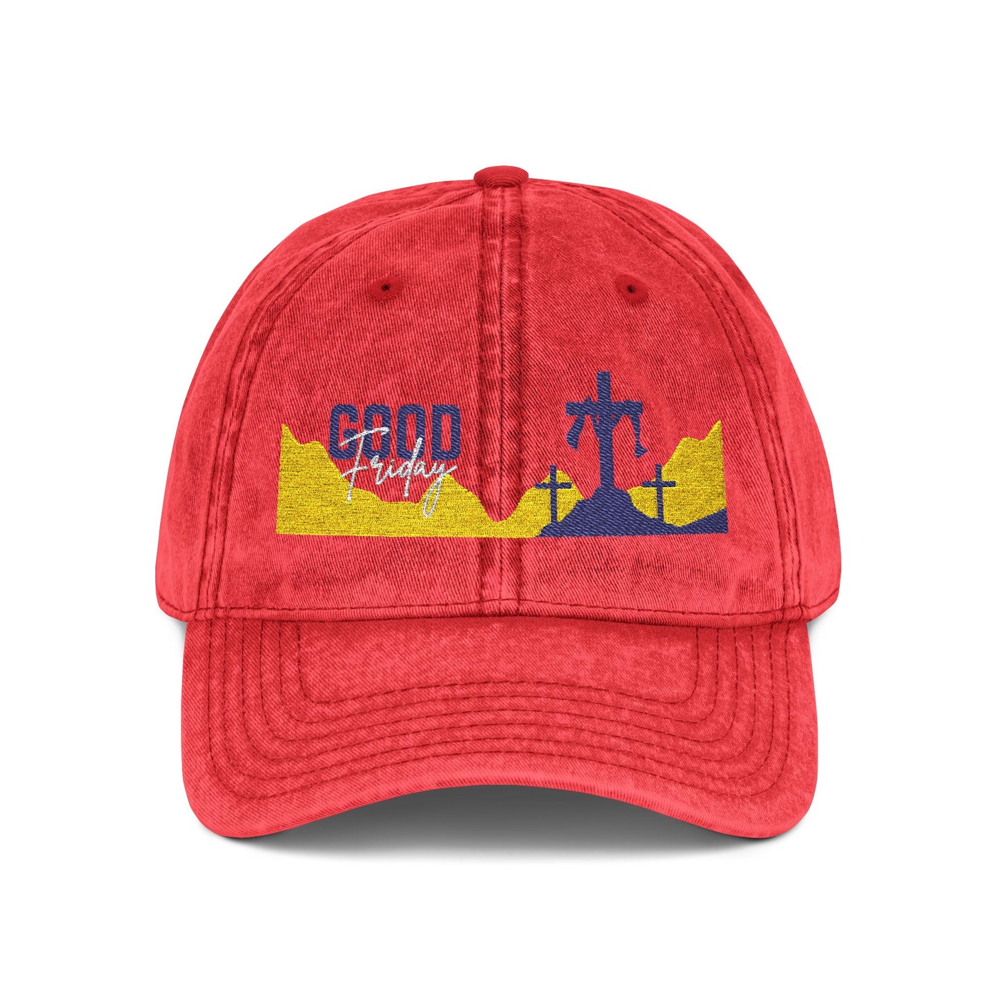 Vintage Embroidered Cap - 'Good Vibes' Distressed Dad Hat