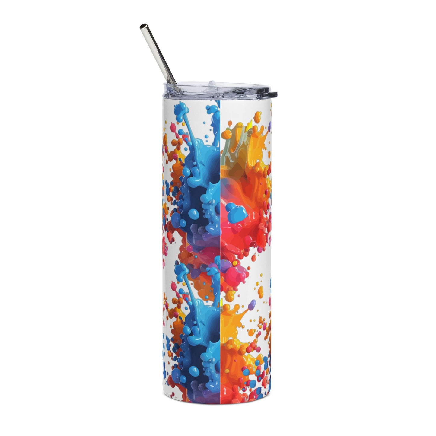20oz Stainless Tumbler — Colorful Paint Splash Stainless Steel Travel Cup