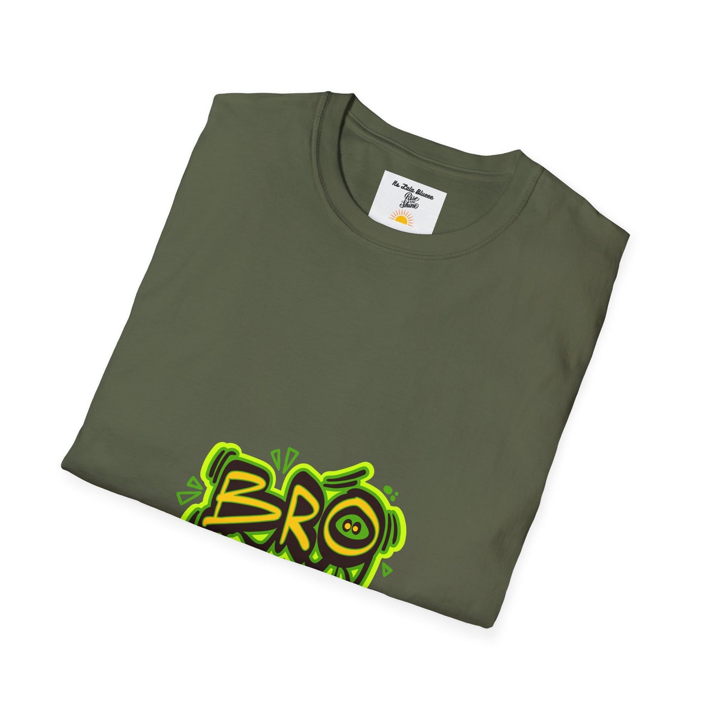 Bro Graffiti T-Shirt — Urban Streetwear Tee with Neon Green Spray Graphic