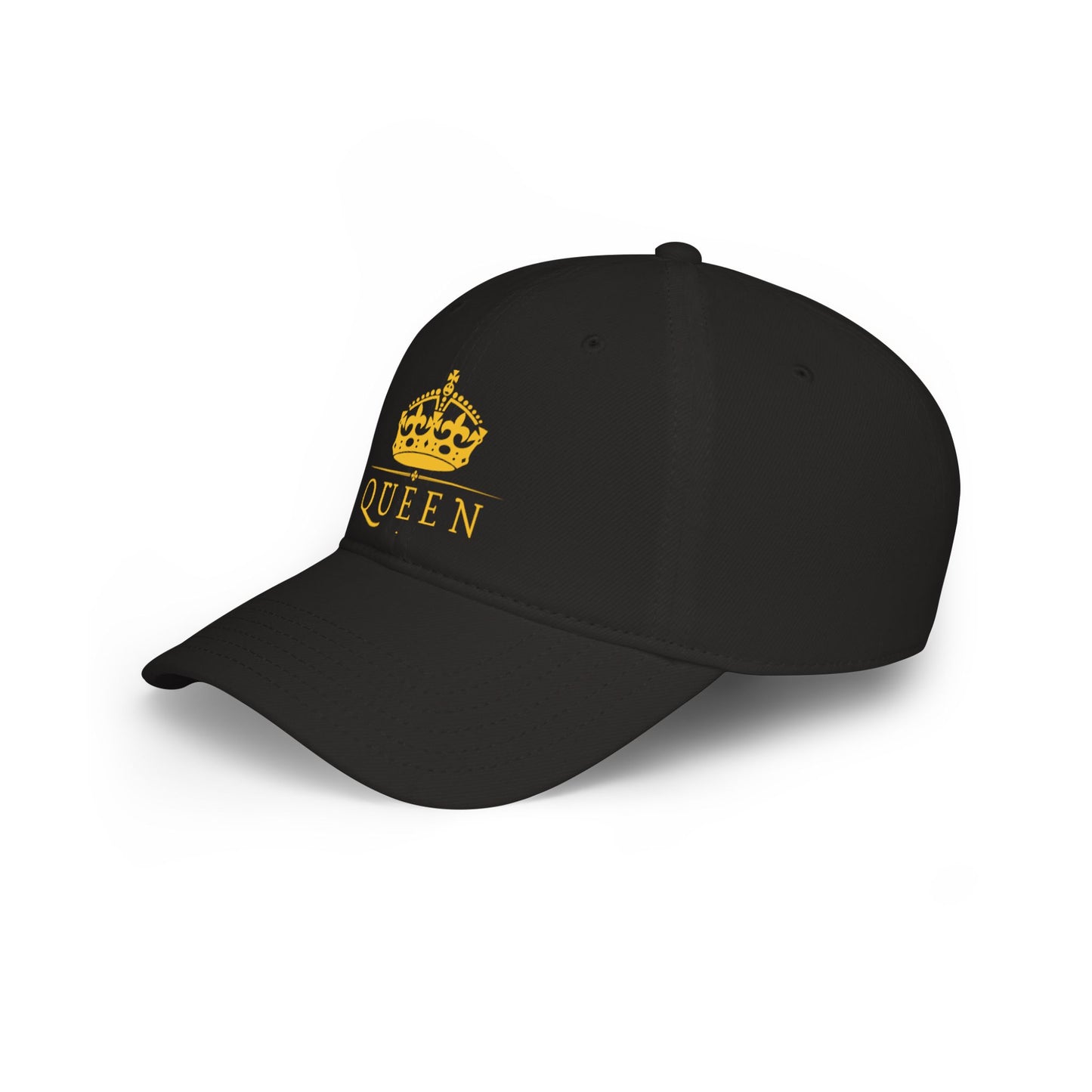 Queen Crown Baseball Cap — Red Low Profile Hat with Gold "QUEEN" Text