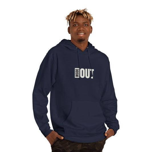 Inside Out Hoodie — Minimalist White Pullover with Subtle Typography