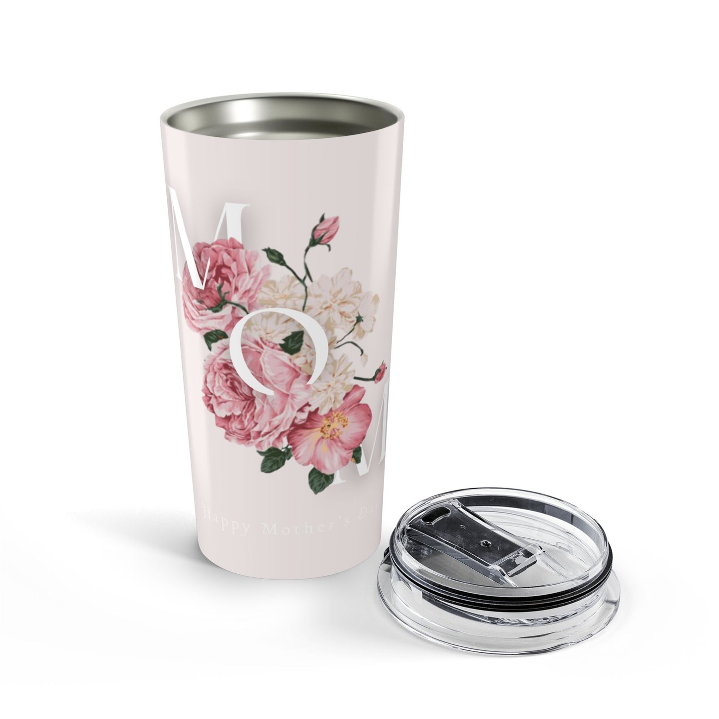 20oz Floral Tumbler – Pink Peony Insulated Travel Cup