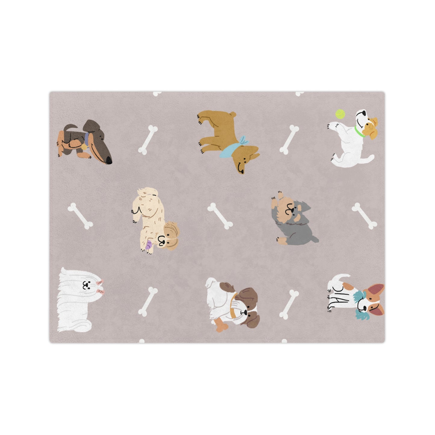 Plush Dog Pattern Microfiber Blanket – Cute Puppies & Bones Cozy Throw