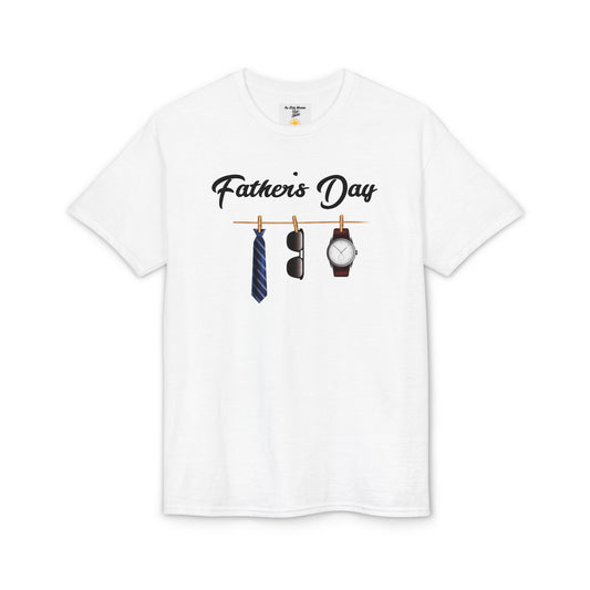 Father's Day T‑Shirt - 'Father's Day' with Tie, Sunglasses & Watch Design