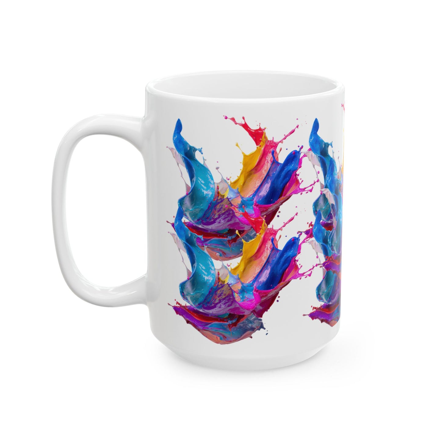 Colorful Paint Splash Ceramic Mug — Artistic Abstract 11oz/15oz Coffee Cup