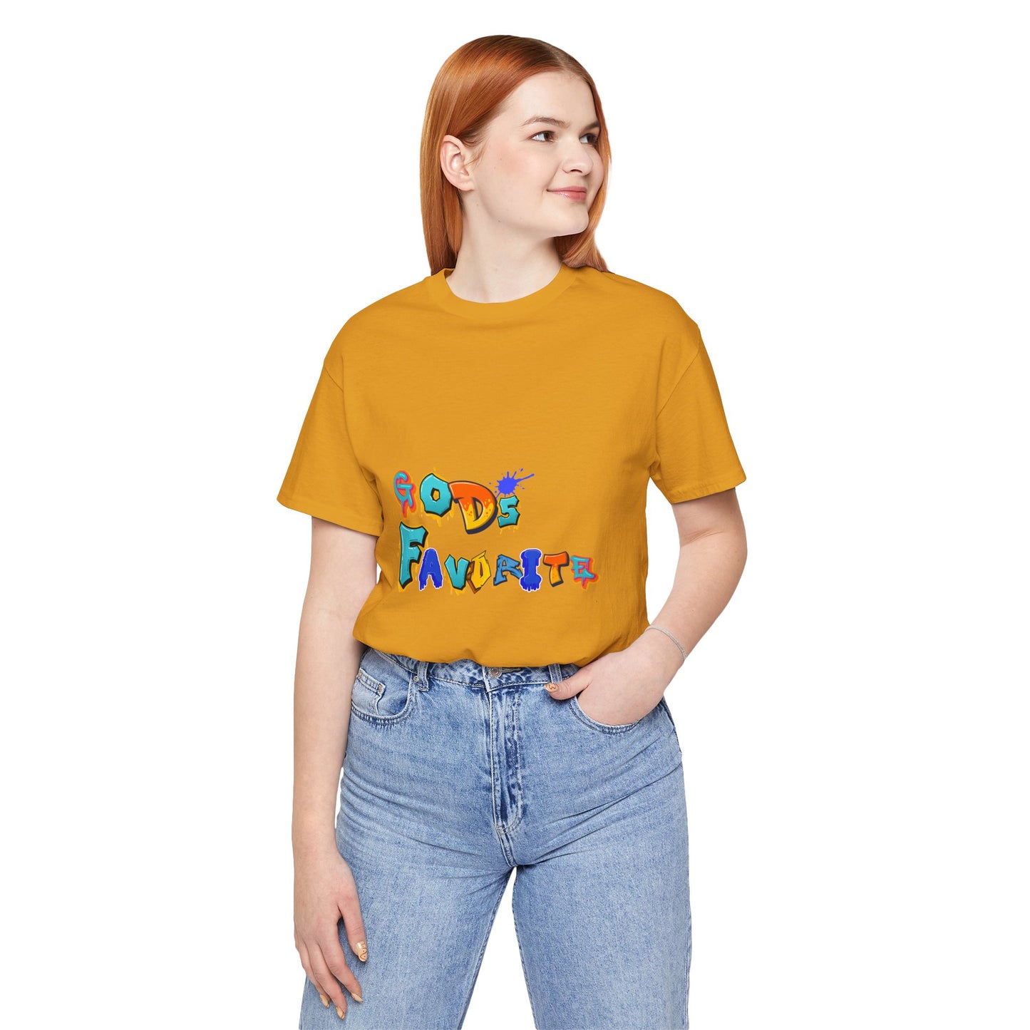 God's Favorite Graphic Tee — Colorful Handwritten Faith Shirt