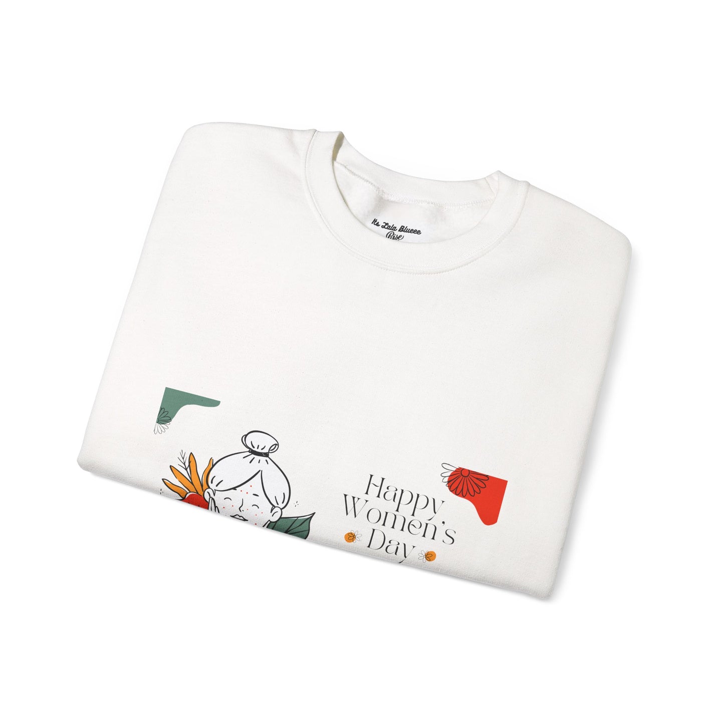 Crewneck Sweatshirt — "Happy Women's Day" Floral Line Art