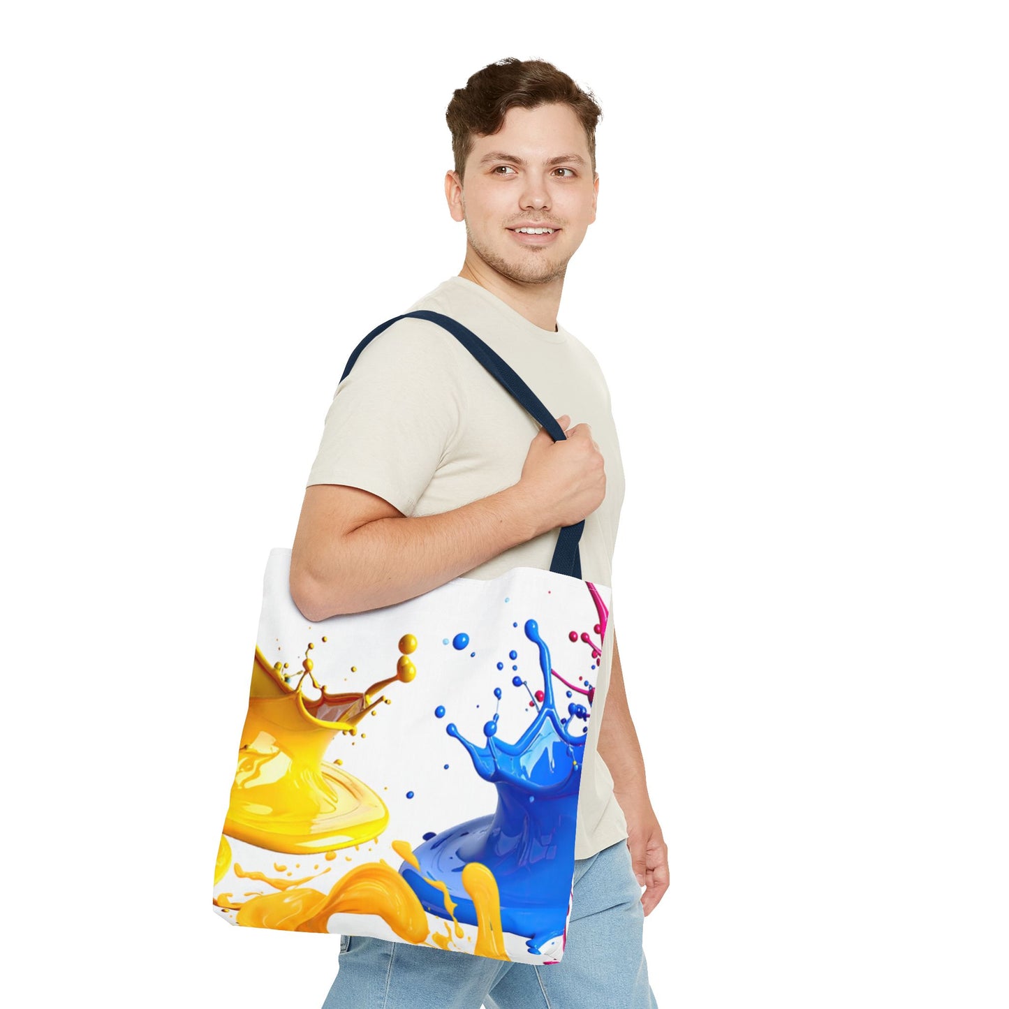 Color Splash Tote Bag – Vibrant Blue & Yellow Paint Splash All-Over Print