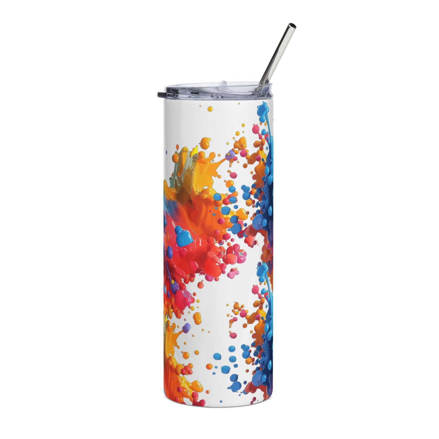 20oz Stainless Tumbler — Colorful Paint Splash Stainless Steel Travel Cup