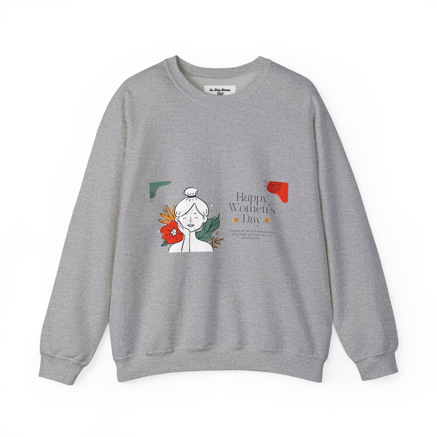 Crewneck Sweatshirt — "Happy Women's Day" Floral Line Art