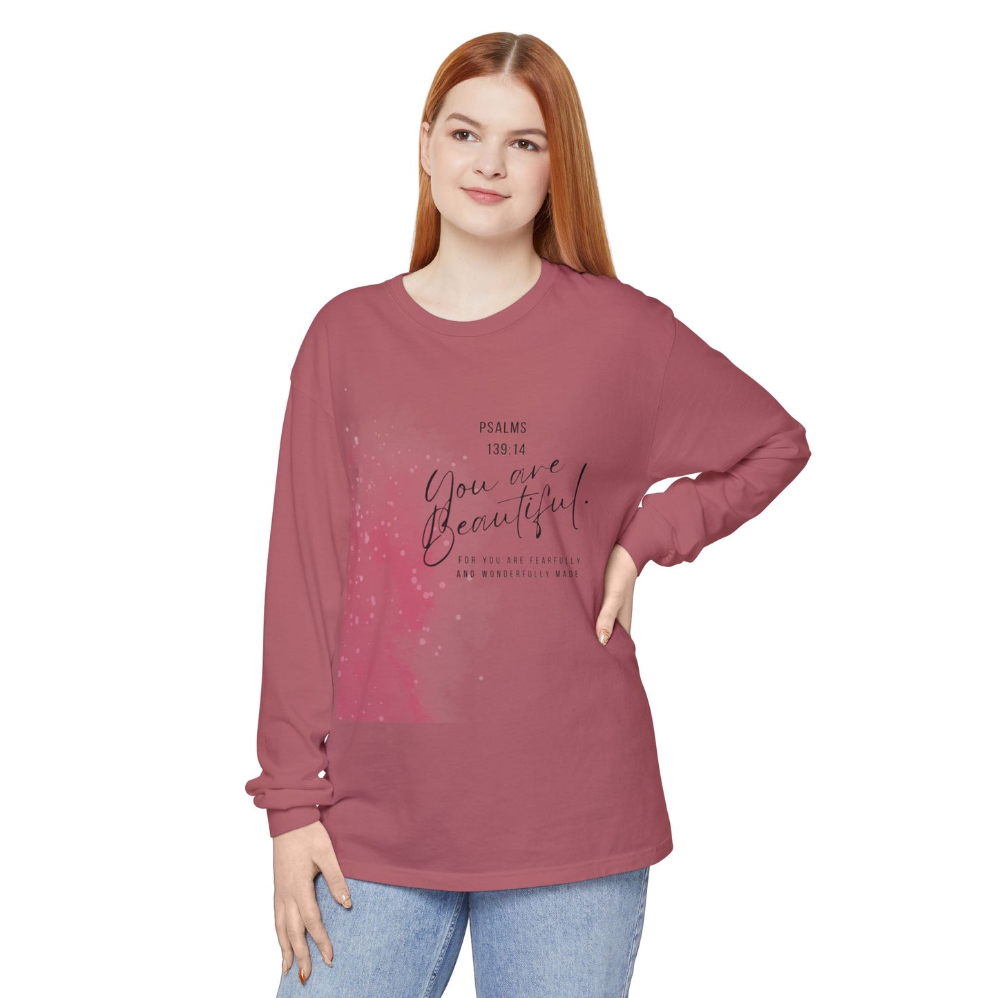You Are Beautiful Long Sleeve Tee — Psalm 139:14 Inspirational Christian Shirt