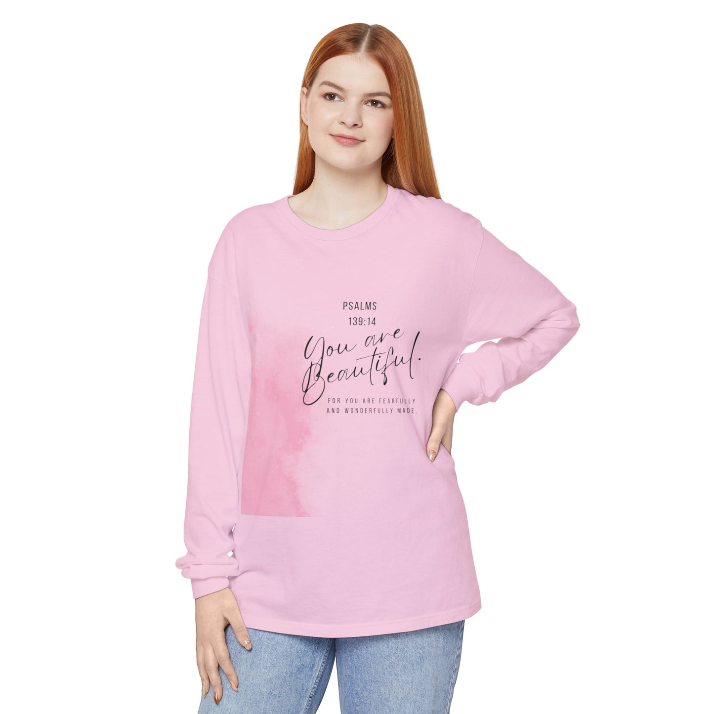 You Are Beautiful Long Sleeve Tee — Psalm 139:14 Inspirational Christian Shirt