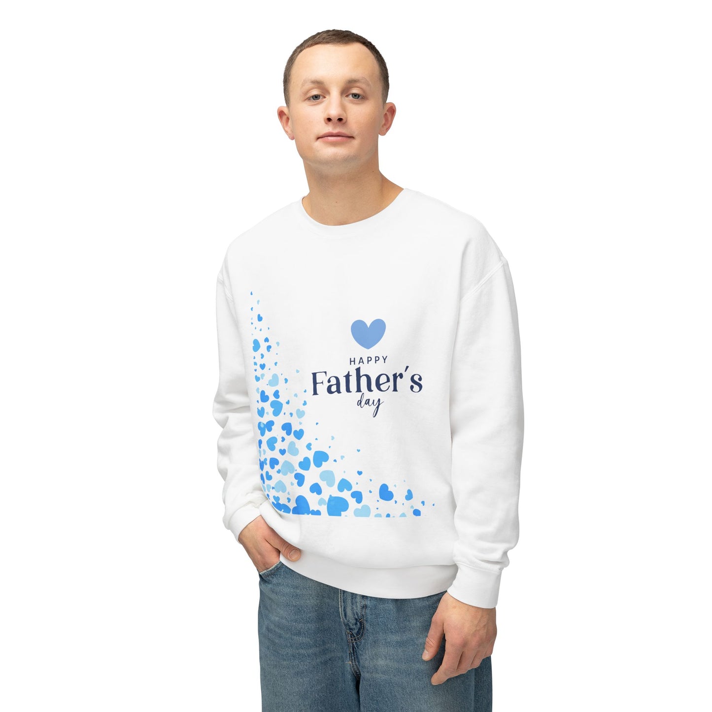 Father's Day Crewneck Sweatshirt – Blue Heart Happy Father's Day Design