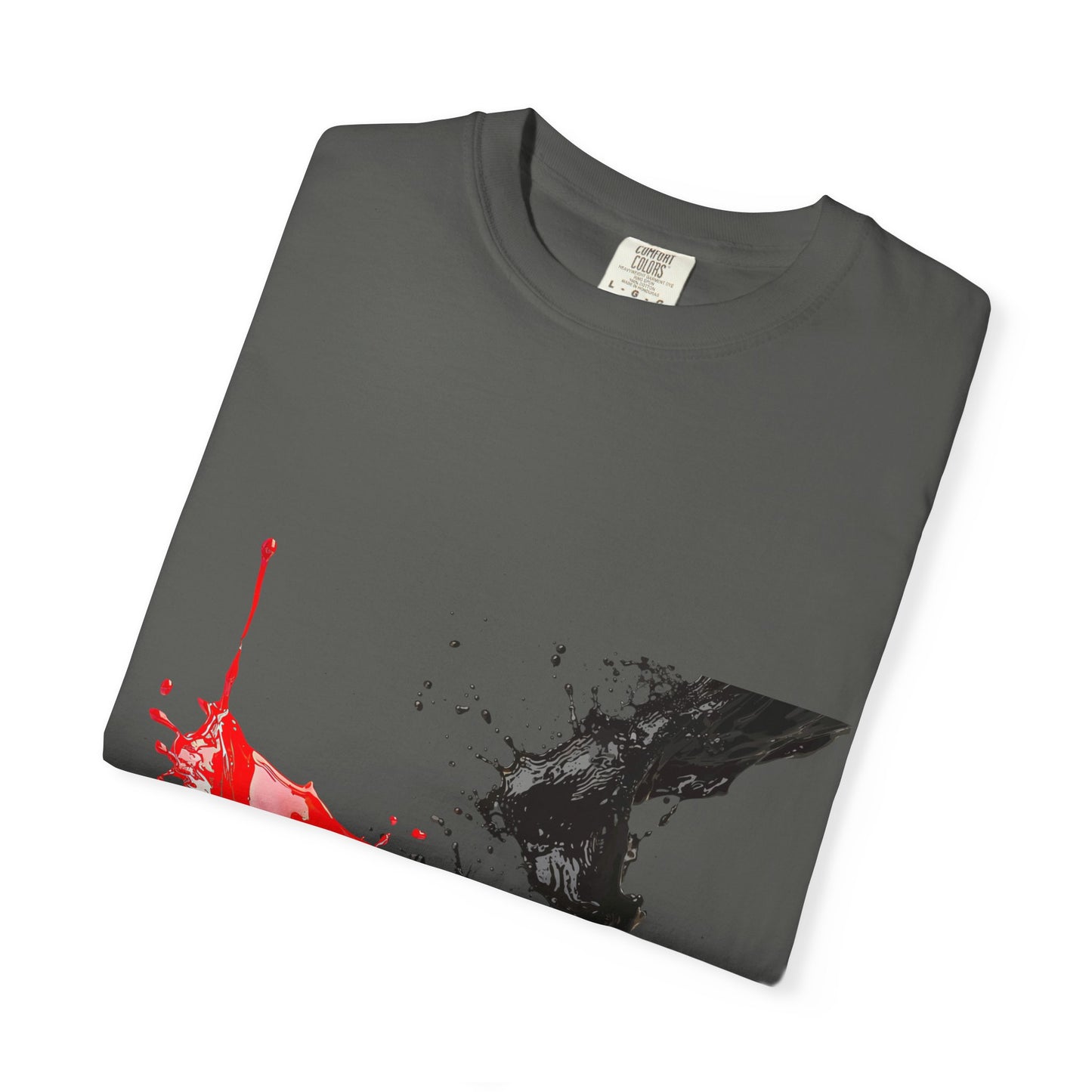 Ink Splash Graphic T-Shirt — Red & Black Abstract Art Tee