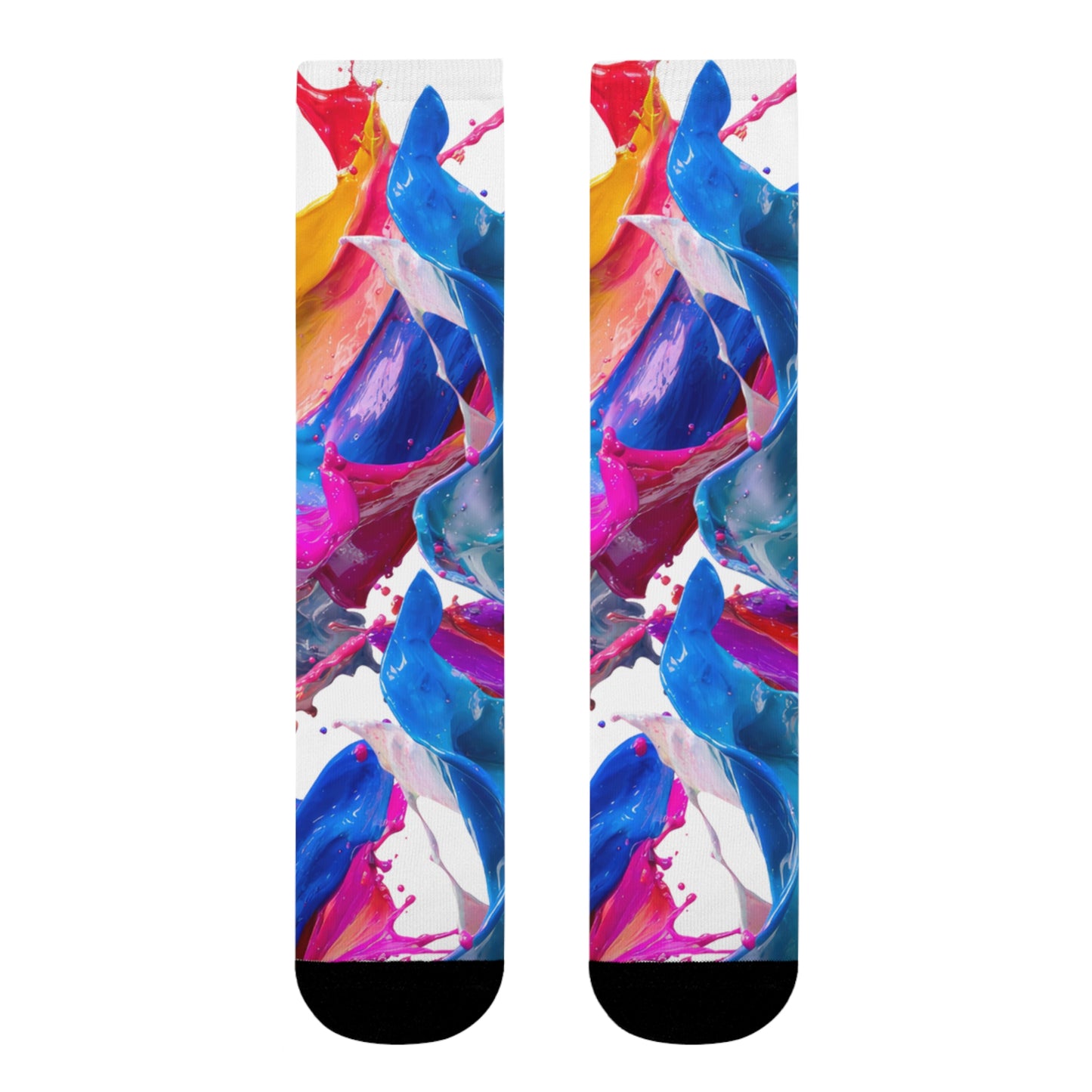 Abstract Paint Splash Crew Socks — Colorful Sublimation Art Socks