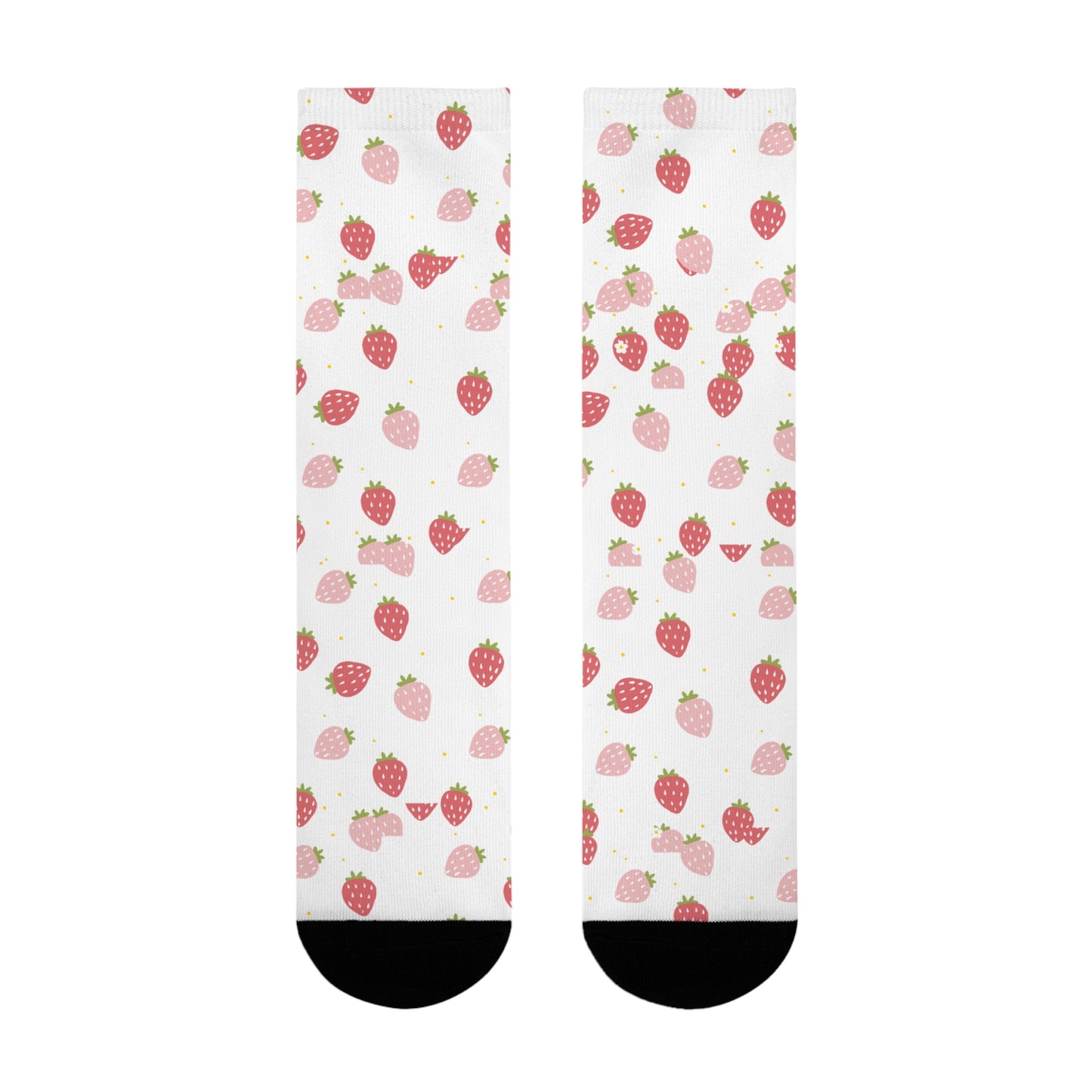Strawberry Pattern Crew Socks – Cute Pink Fruit Sublimation Socks