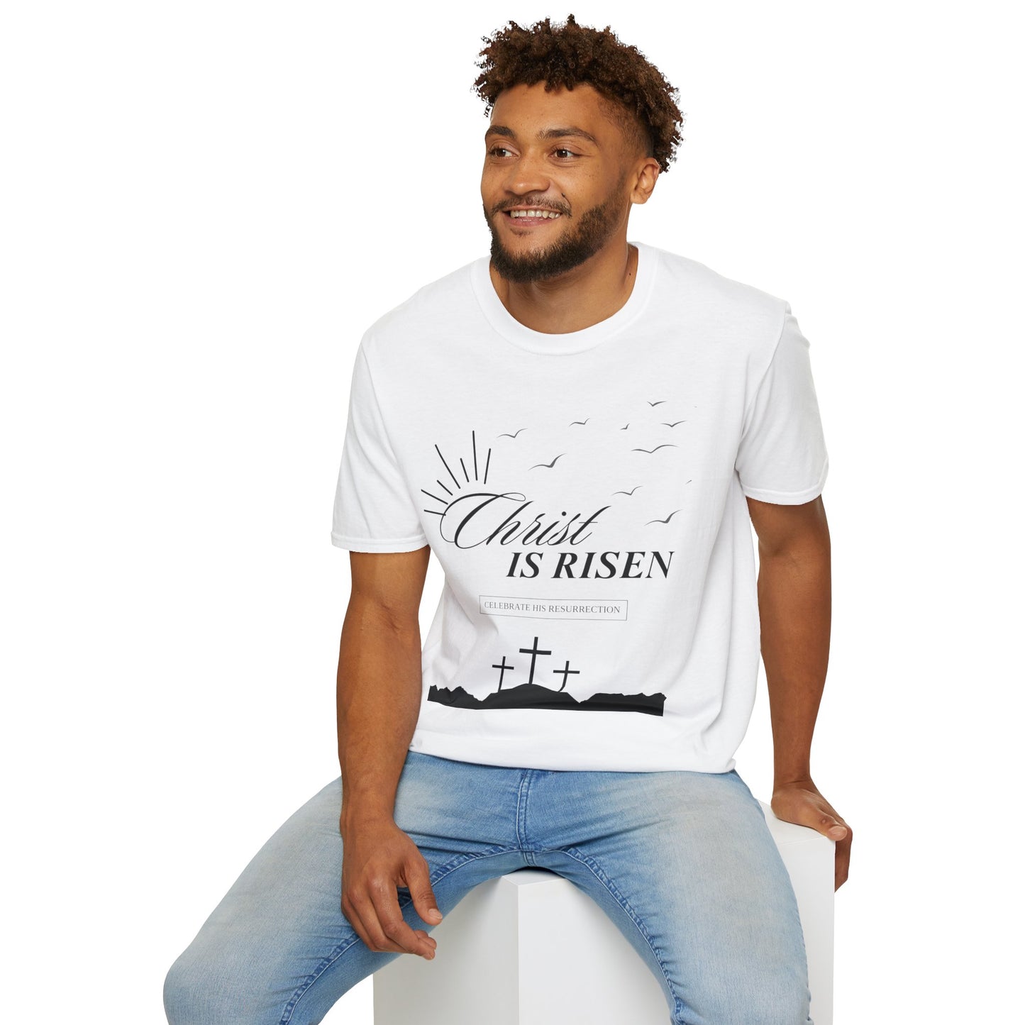 Christ Is Risen T-Shirt — Easter Christian Faith Tee with Crosses