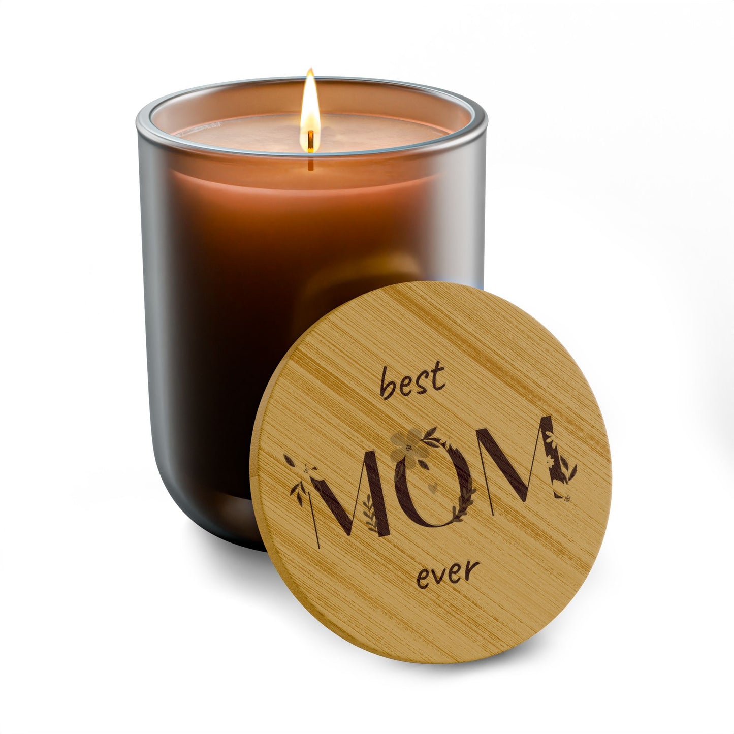 Best MOM Ever 14oz Scented Soy Candle — Engraved Bamboo Lid (Mother's Day Gift)
