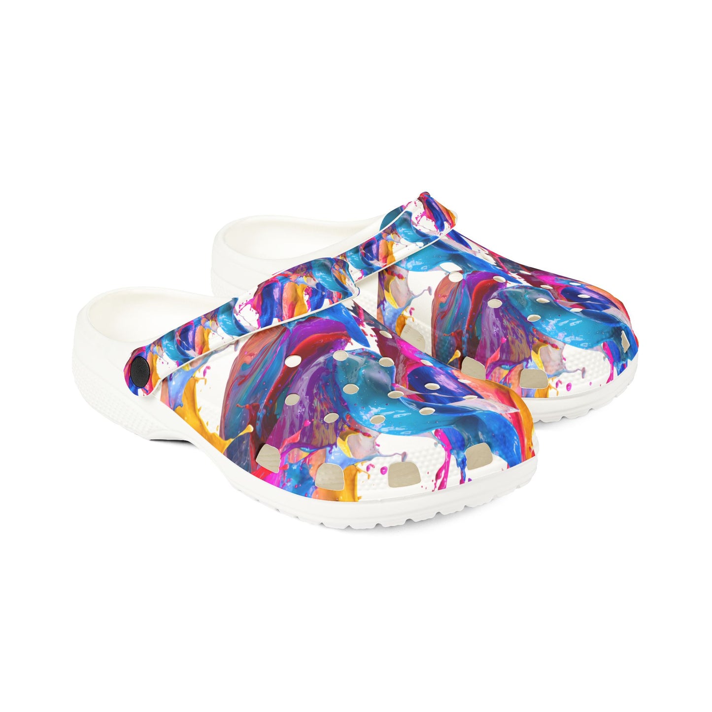 Color Splash EVA Foam Clogs — Abstract Paint-Splatter Slip-On Shoes