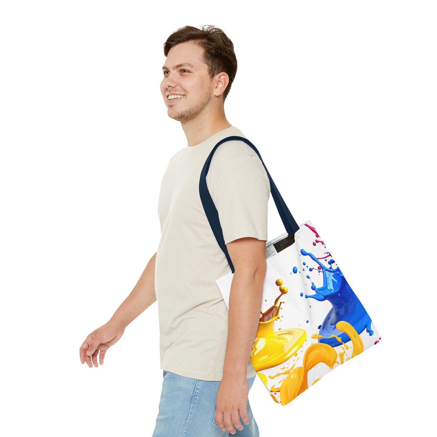 Color Splash Tote Bag – Vibrant Blue & Yellow Paint Splash All-Over Print