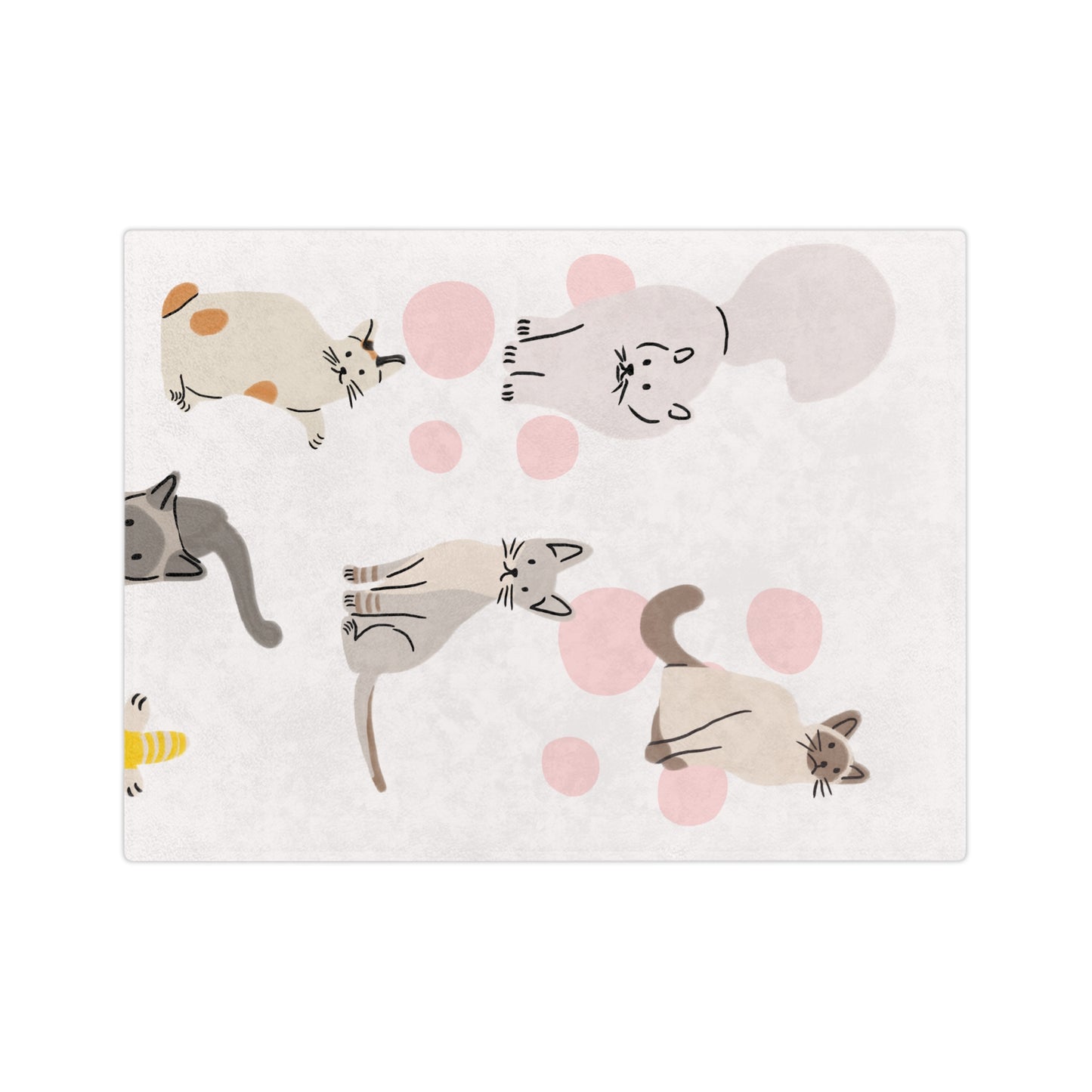 Cute Pastel Cat Pattern Velveteen Microfiber Blanket — Cozy Kitten Throw for Cat Lovers