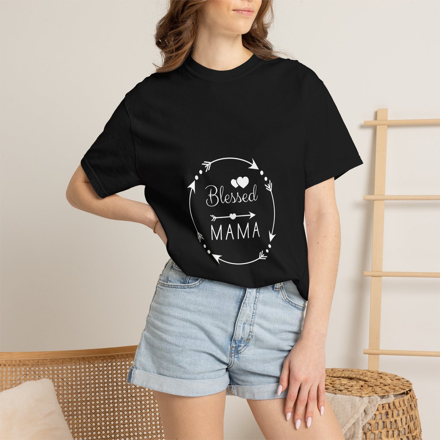 Blessed Mama T-Shirt – Floral Wreath Mother's Day Gift