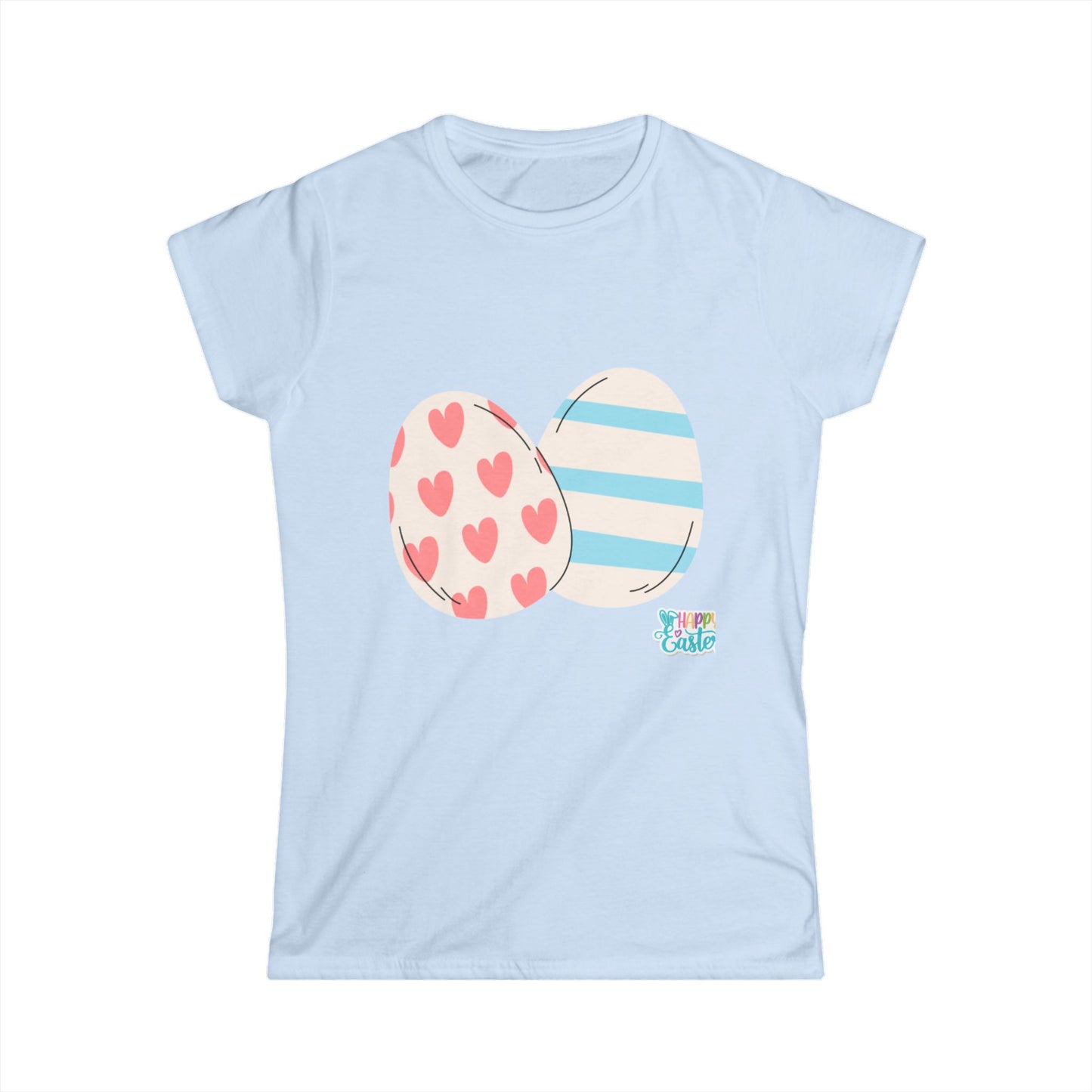 Easter Egg Pattern Women's Softstyle Tee – Cute Spring T-Shirt for Celebrations