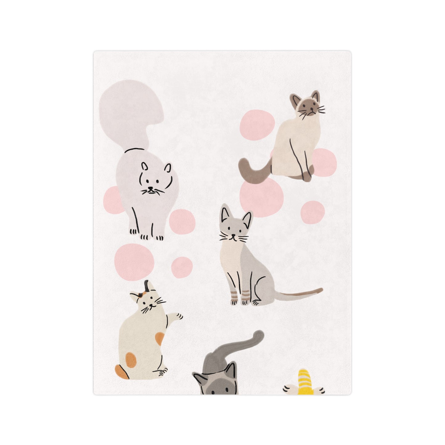 Cute Pastel Cat Pattern Velveteen Microfiber Blanket — Cozy Kitten Throw for Cat Lovers