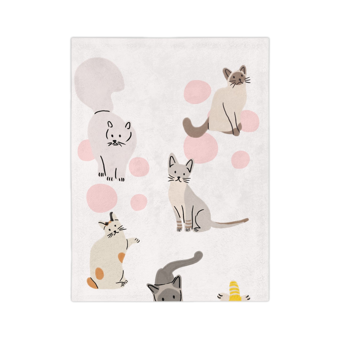 Cute Pastel Cat Pattern Velveteen Microfiber Blanket — Cozy Kitten Throw for Cat Lovers