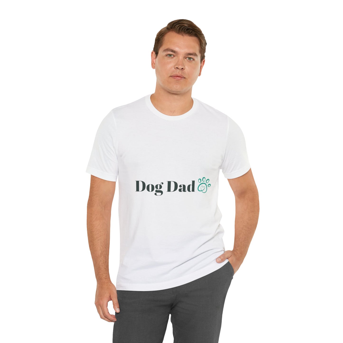 Dog Dad T-Shirt — ‘Dog Dad’ Text with Paw Print Tee