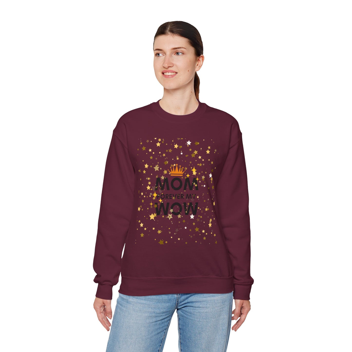 Mom Forever My Wow Crewneck Sweatshirt — Mother's Day Gift, Sparkle Crown Design