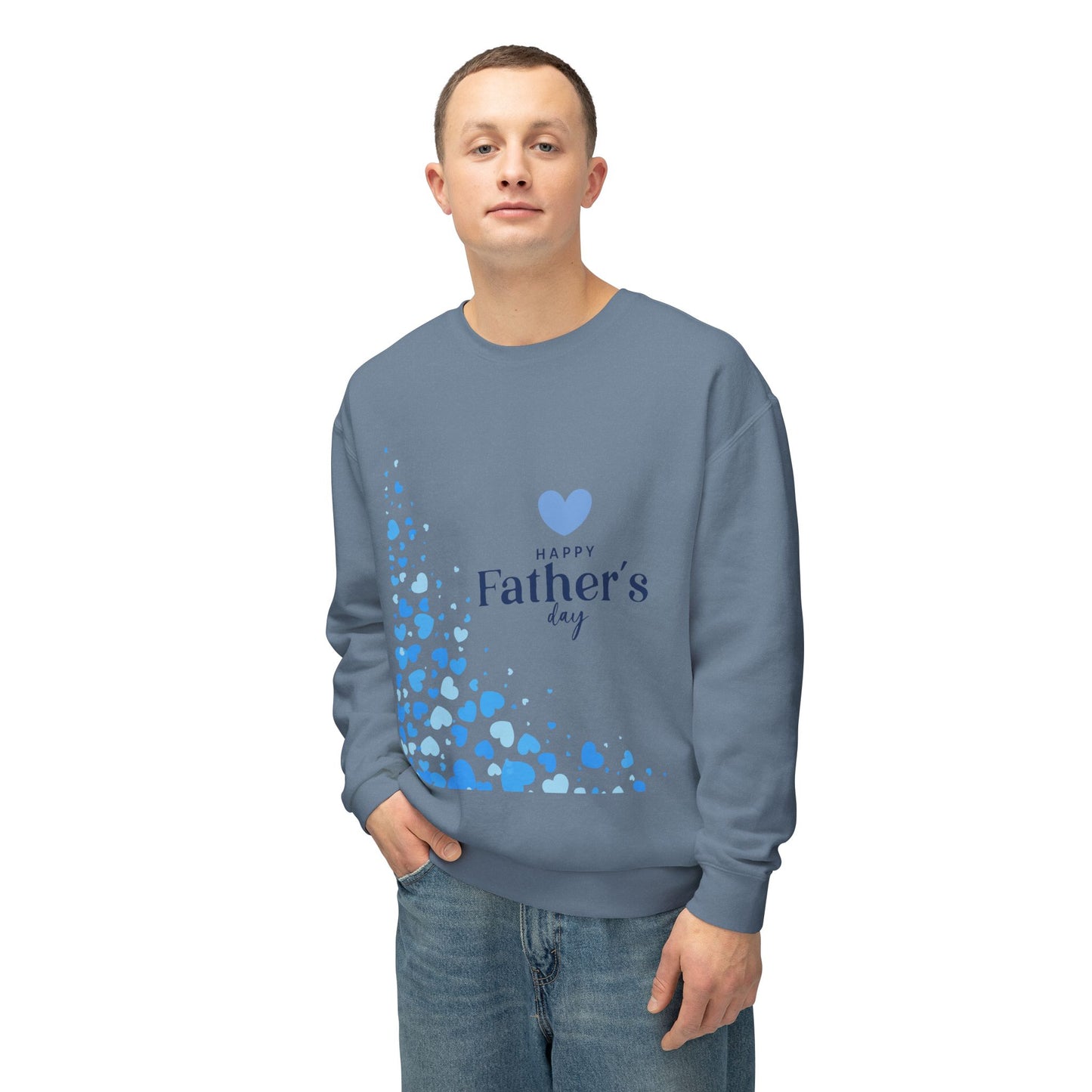 Father's Day Crewneck Sweatshirt – Blue Heart Happy Father's Day Design