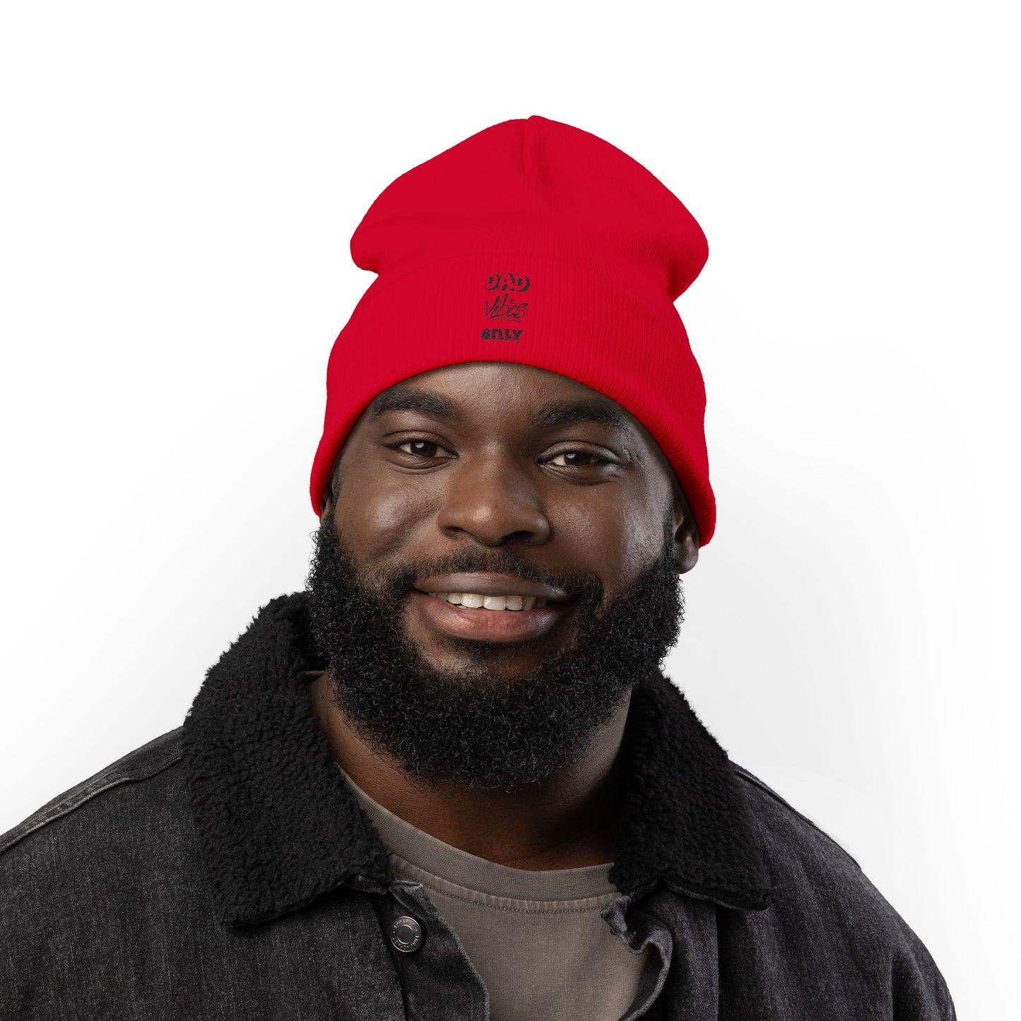 Dad Vibes Only Embroidered Knit Beanie