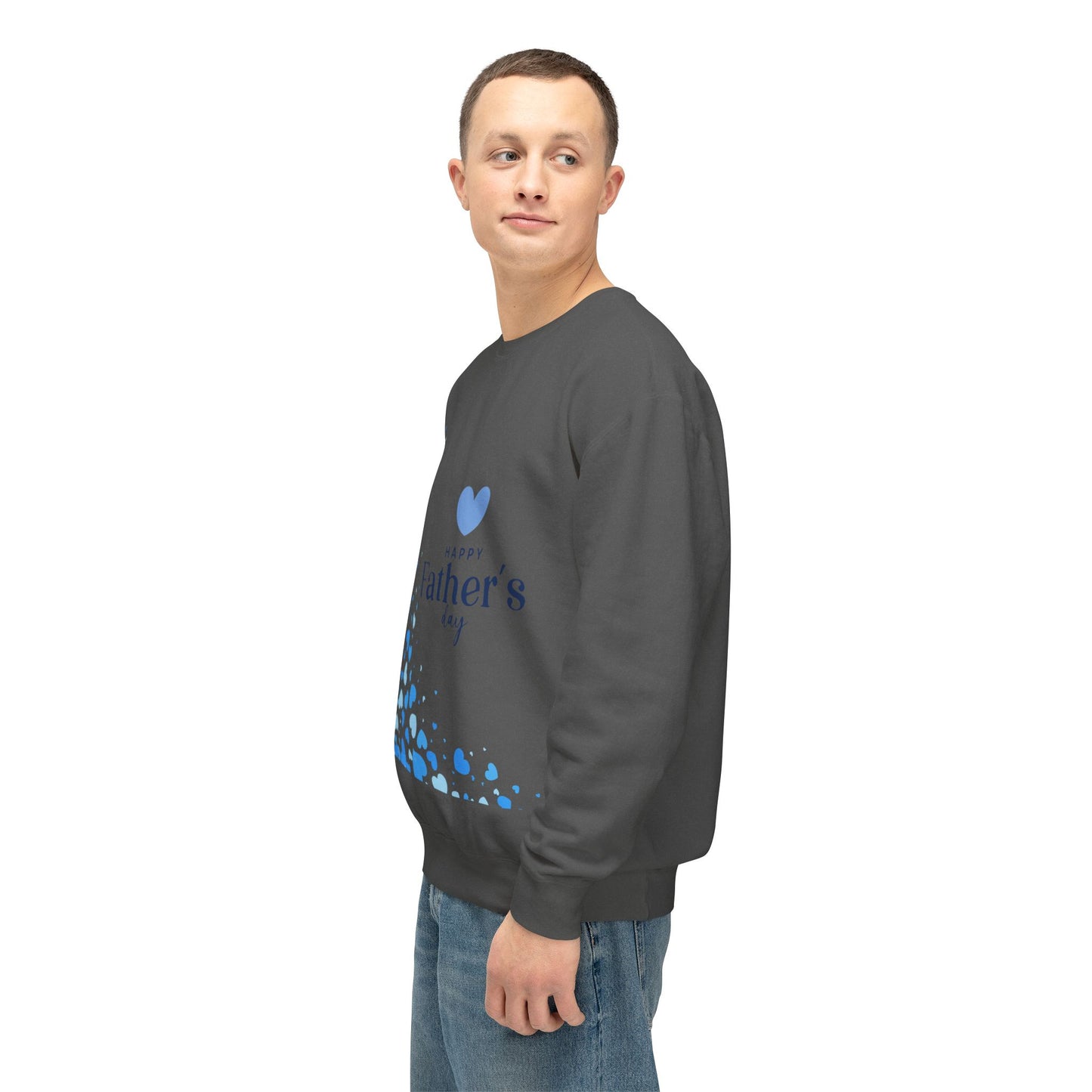 Father's Day Crewneck Sweatshirt – Blue Heart Happy Father's Day Design