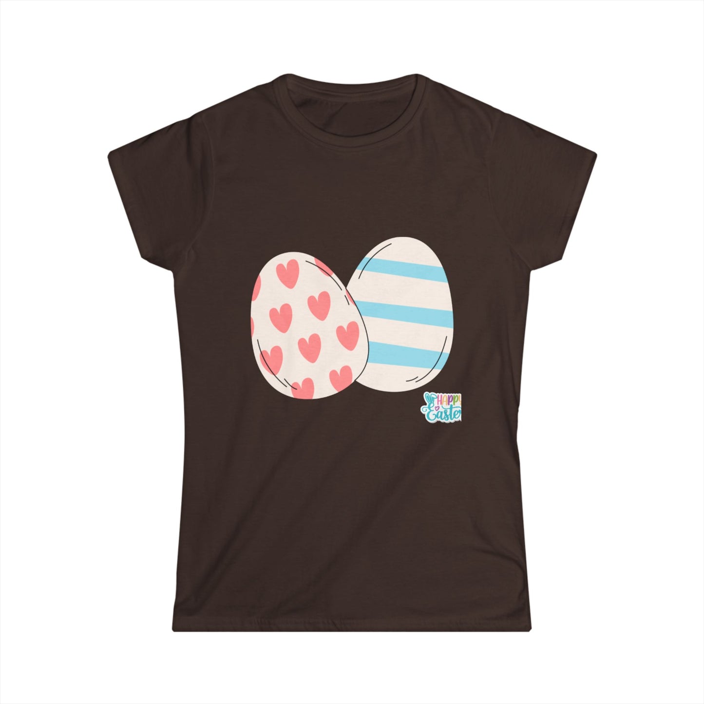 Easter Egg Pattern Women's Softstyle Tee – Cute Spring T-Shirt for Celebrations