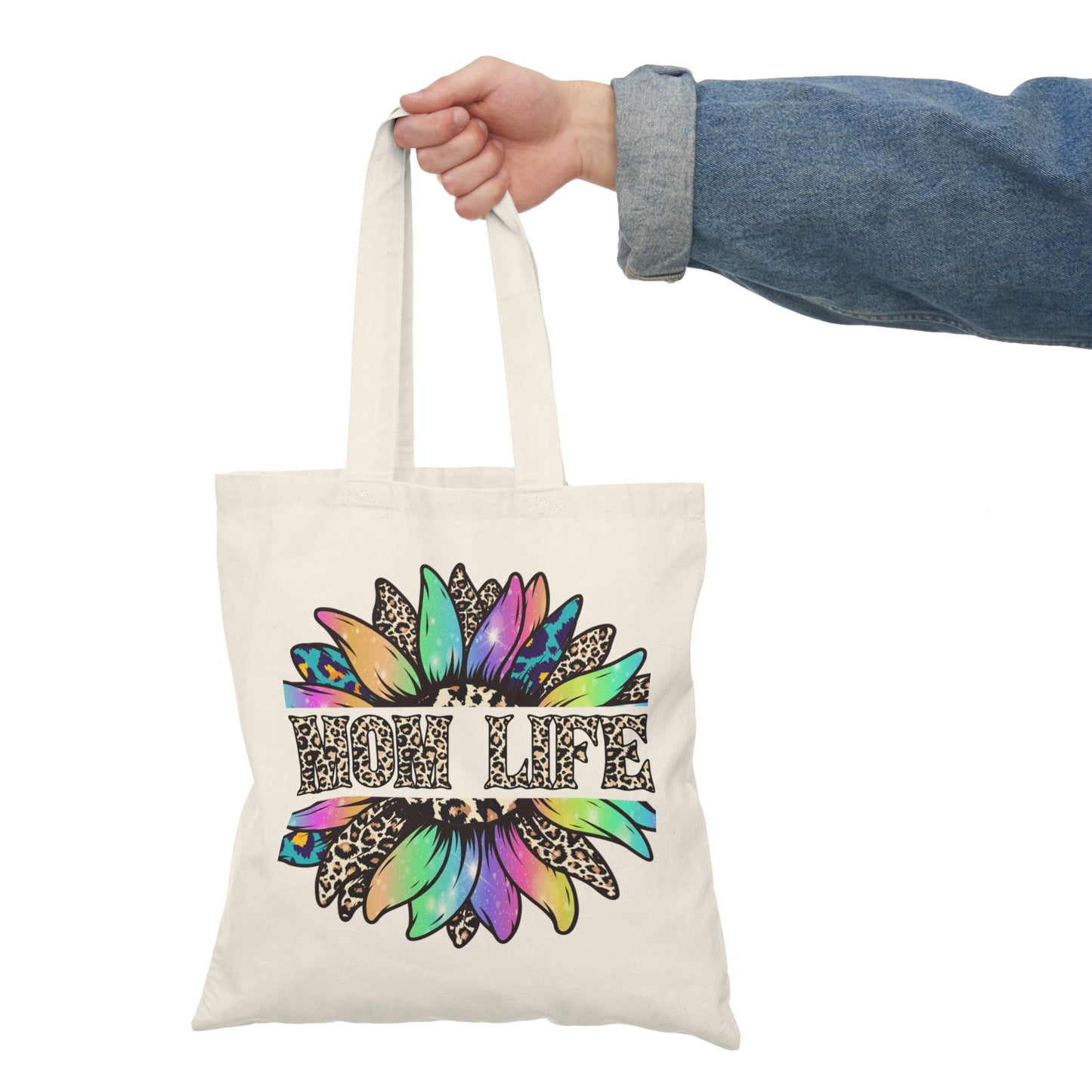 High Life Floral Tote Bag — Colorful Sunflower Canvas Grocery Tote