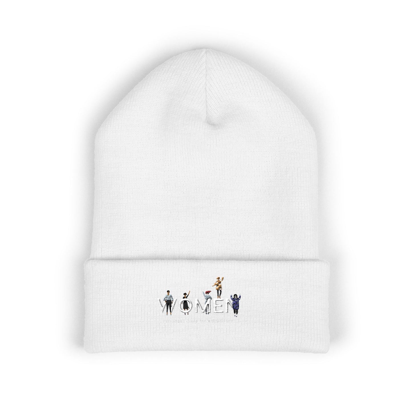 Embroidered Penguin Line Cuffed Beanie — Cute Winter Animal Knit Hat