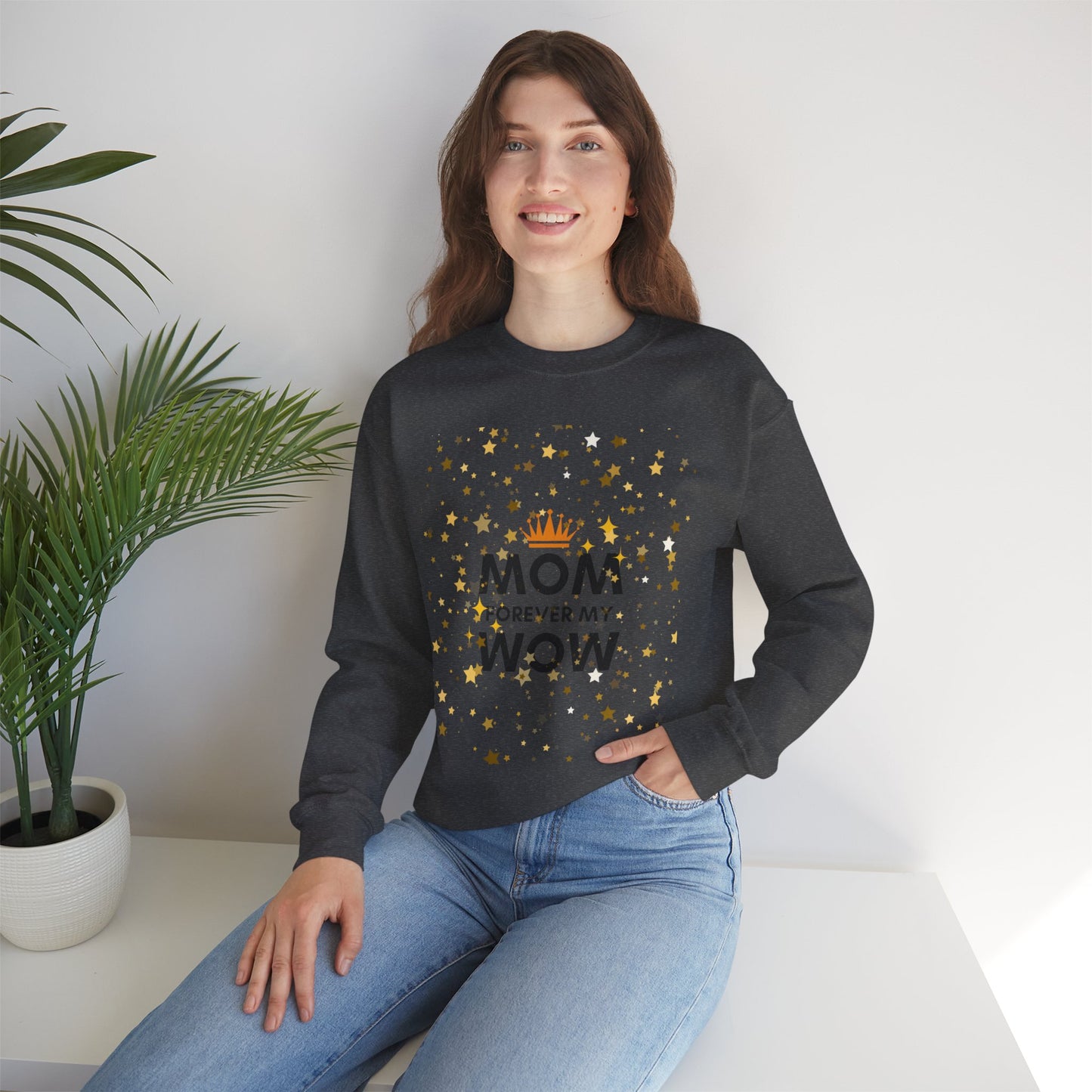 Mom Forever My Wow Crewneck Sweatshirt — Mother's Day Gift, Sparkle Crown Design