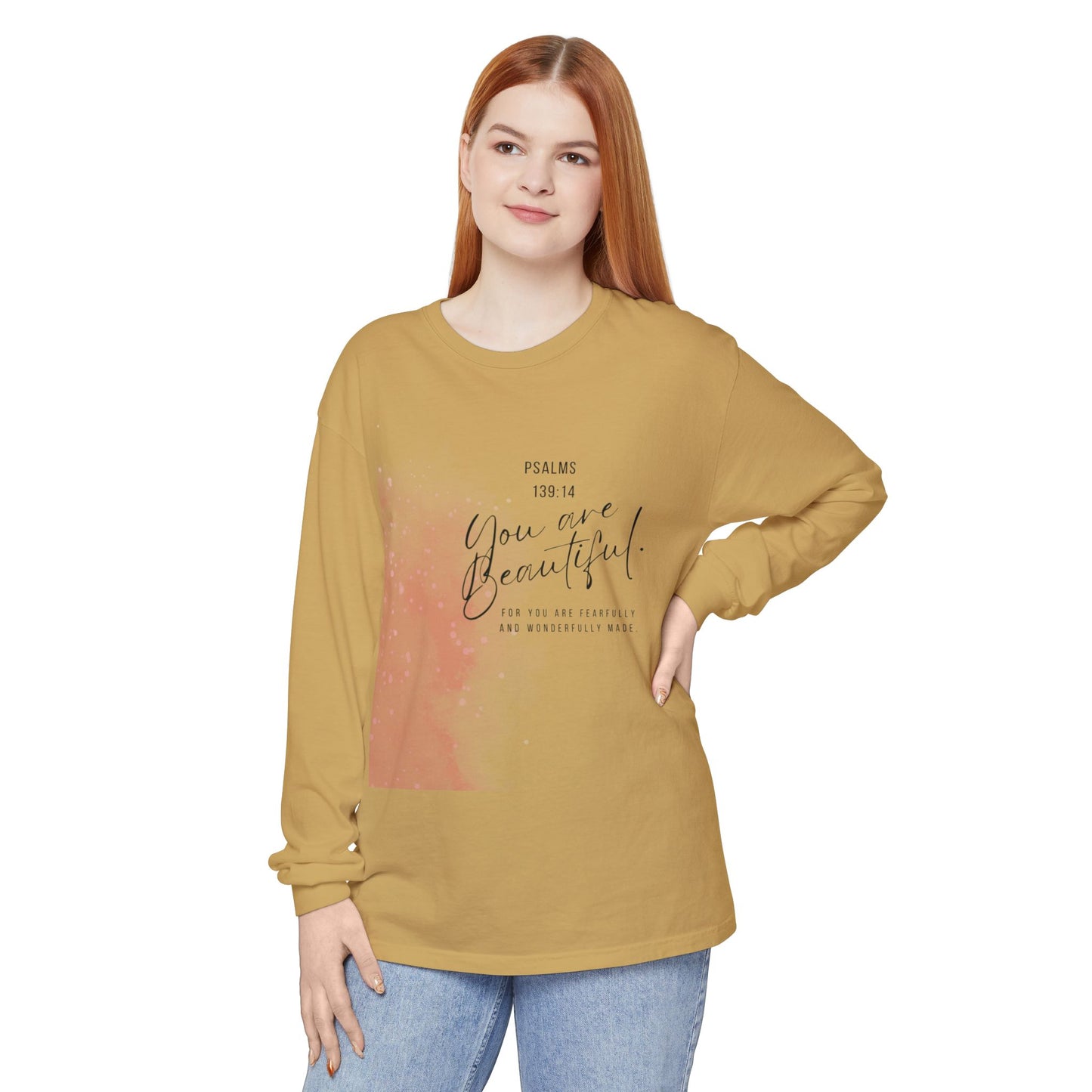 You Are Beautiful Long Sleeve Tee — Psalm 139:14 Inspirational Christian Shirt
