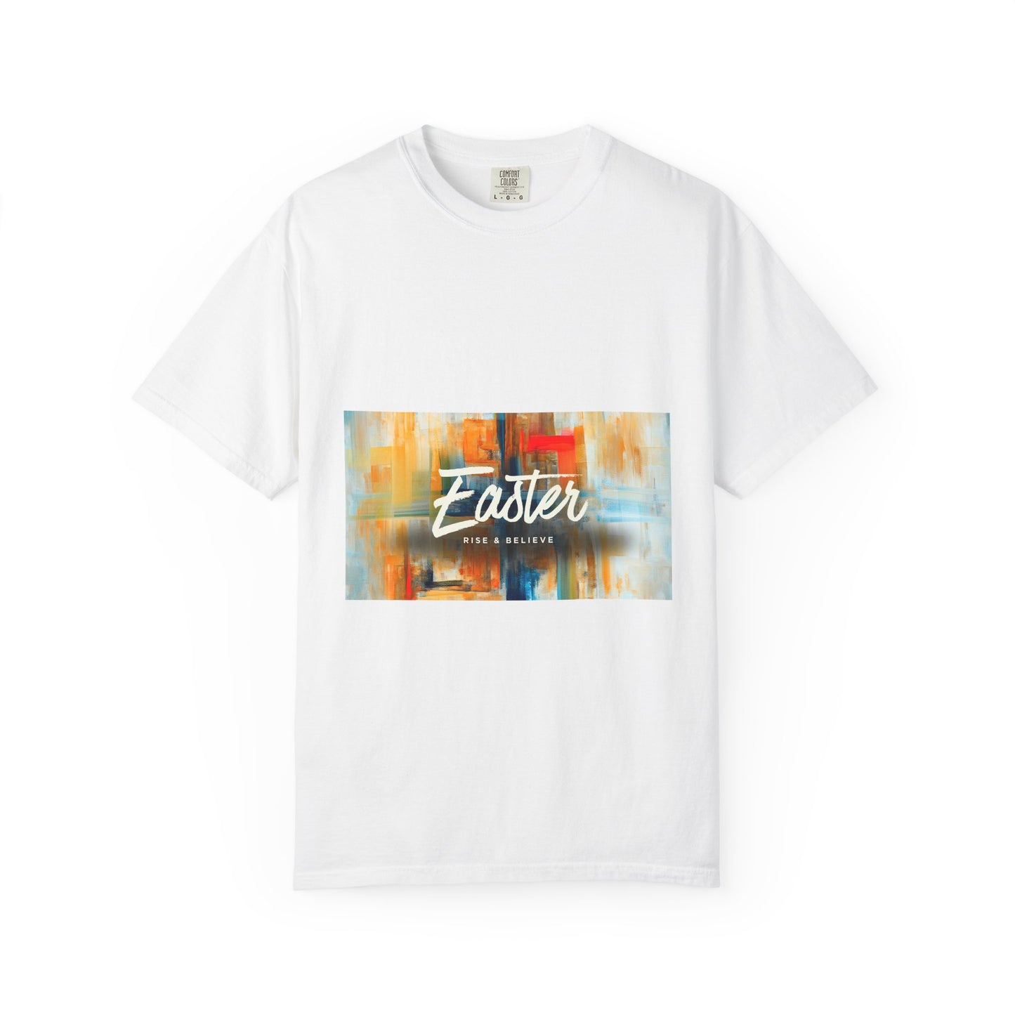 Easter Abstract Brushstroke T-Shirt — "Easter He is Risen" Graphic