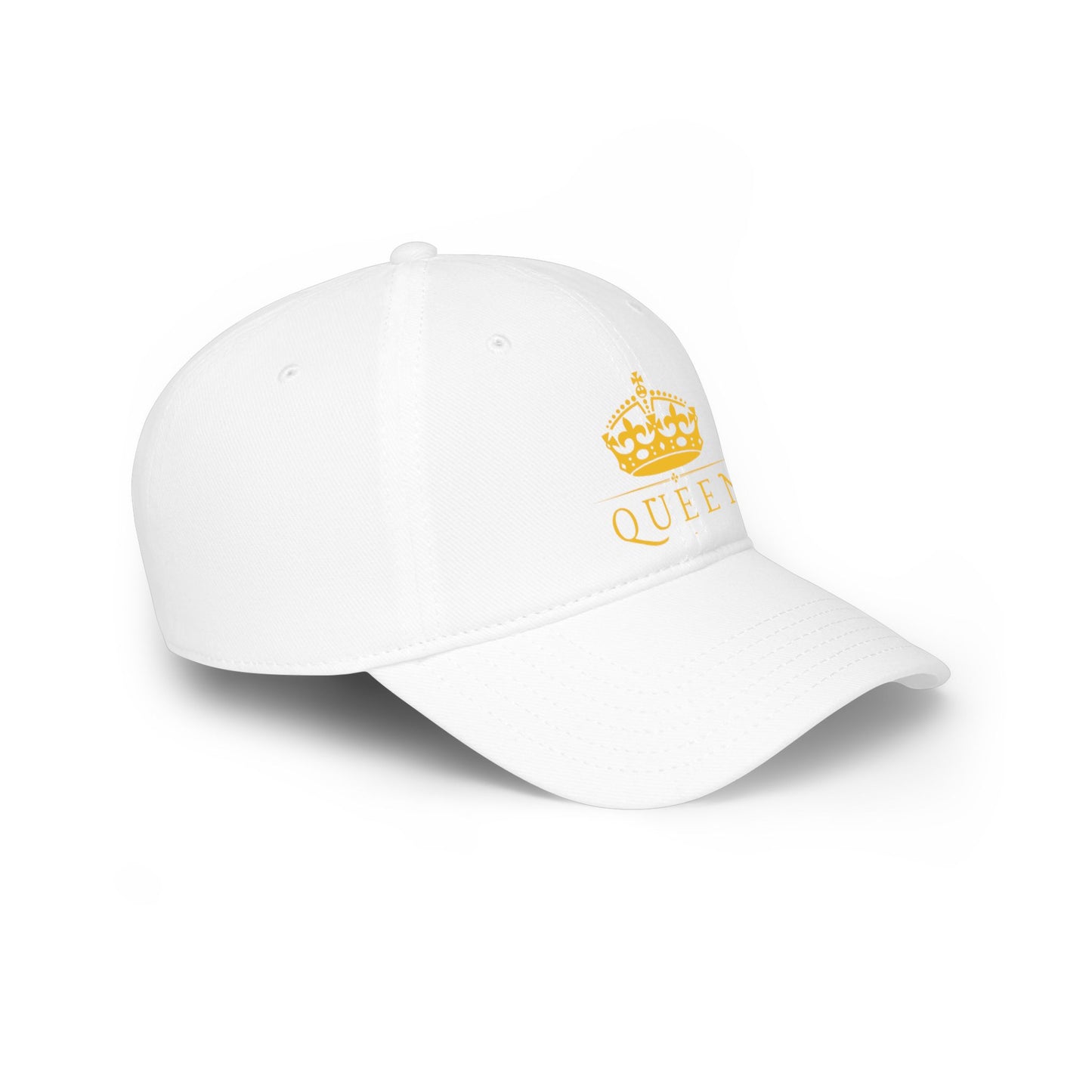 Queen Crown Baseball Cap — Red Low Profile Hat with Gold "QUEEN" Text