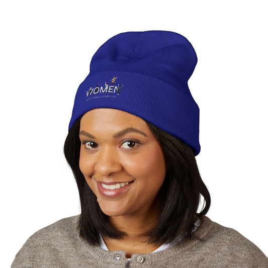Embroidered Penguin Line Cuffed Beanie — Cute Winter Animal Knit Hat