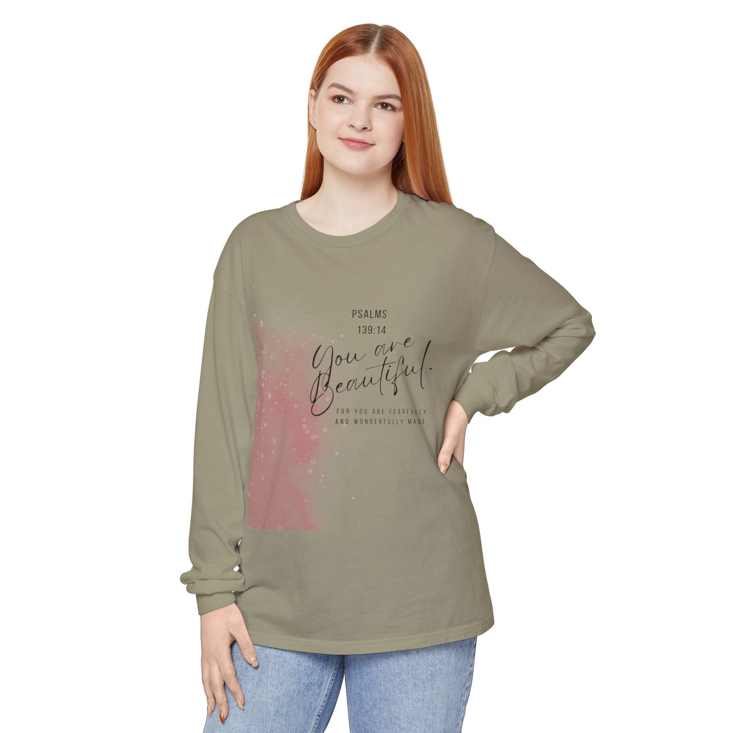 You Are Beautiful Long Sleeve Tee — Psalm 139:14 Inspirational Christian Shirt