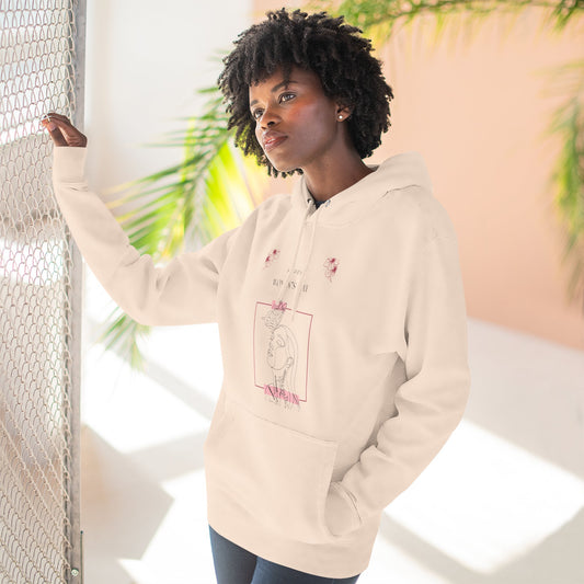 Floral Frame Hoodie — Minimal Pink Rose Sketch Pullover