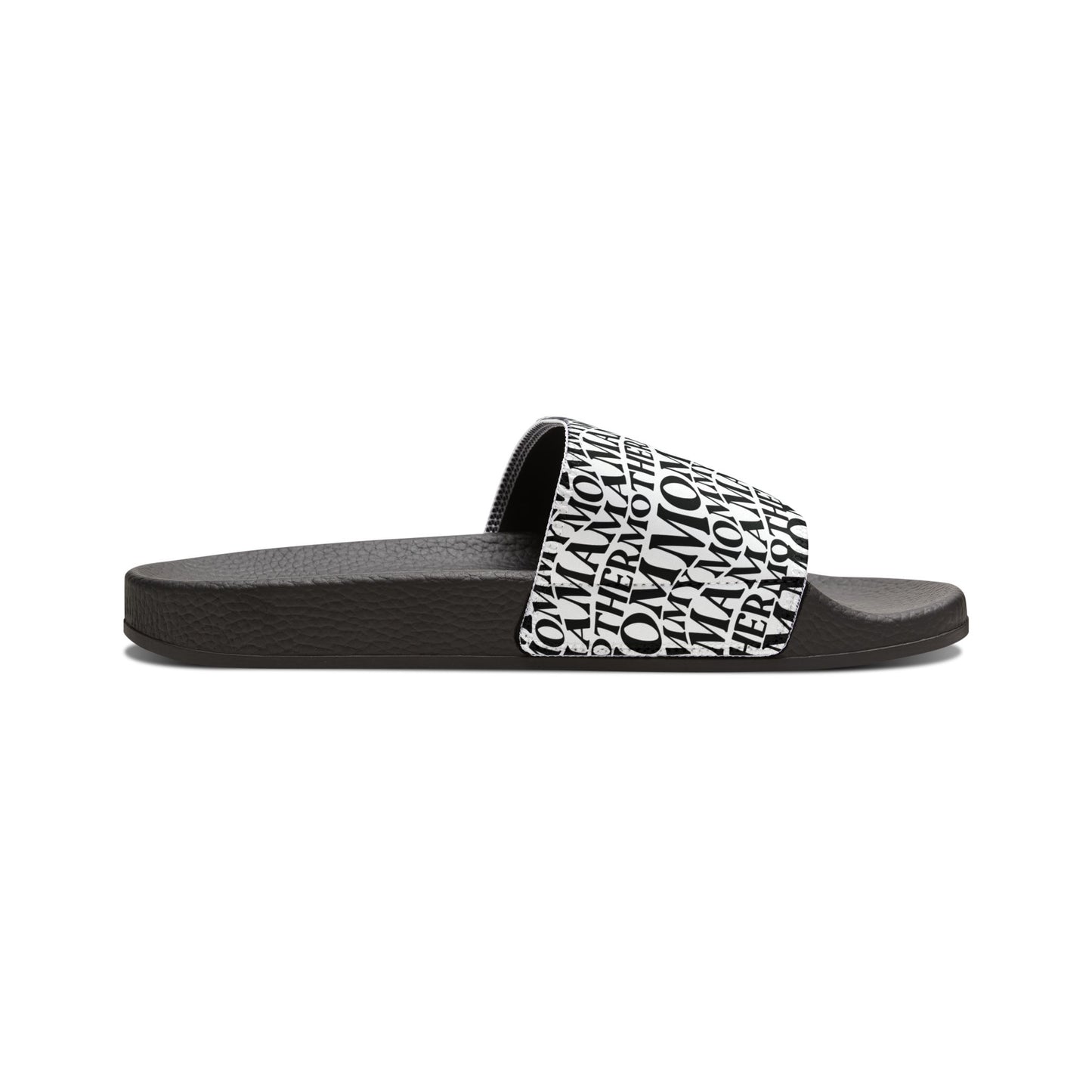 Women's Removable-Strap Slide Sandals — Black Typographic Print