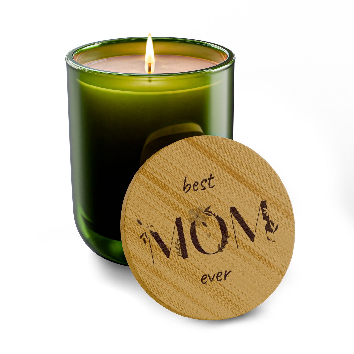 Best MOM Ever 14oz Scented Soy Candle — Engraved Bamboo Lid (Mother's Day Gift)
